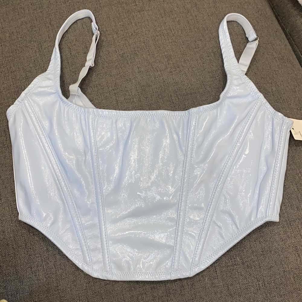 Urban Outfitters Out From Under Lovestruck corset top Light Blue